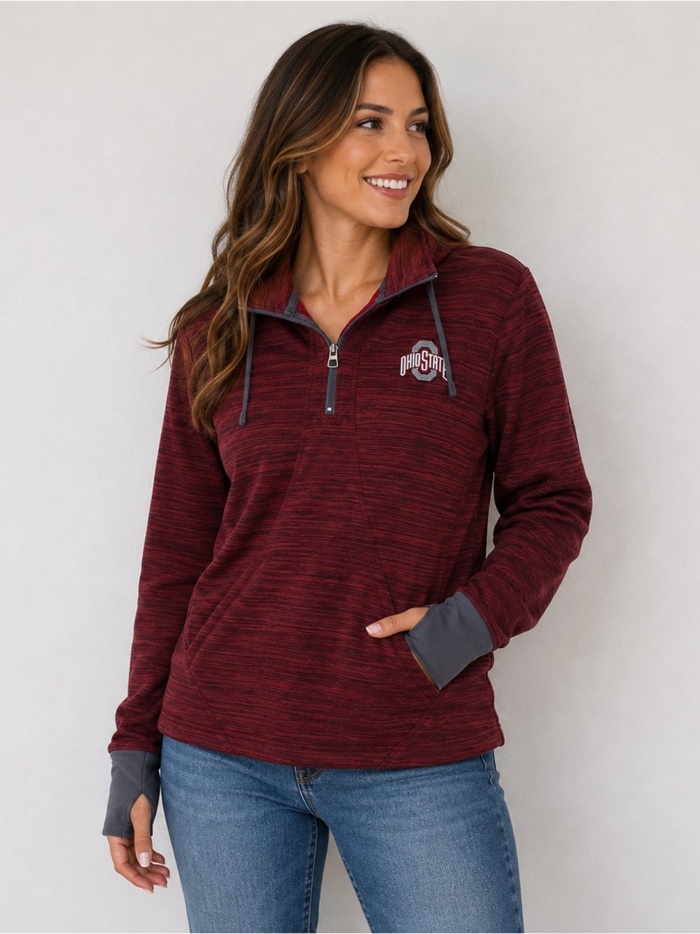 Ohio State OTS Red Quarter-Zip Hoodie Women’s Size S